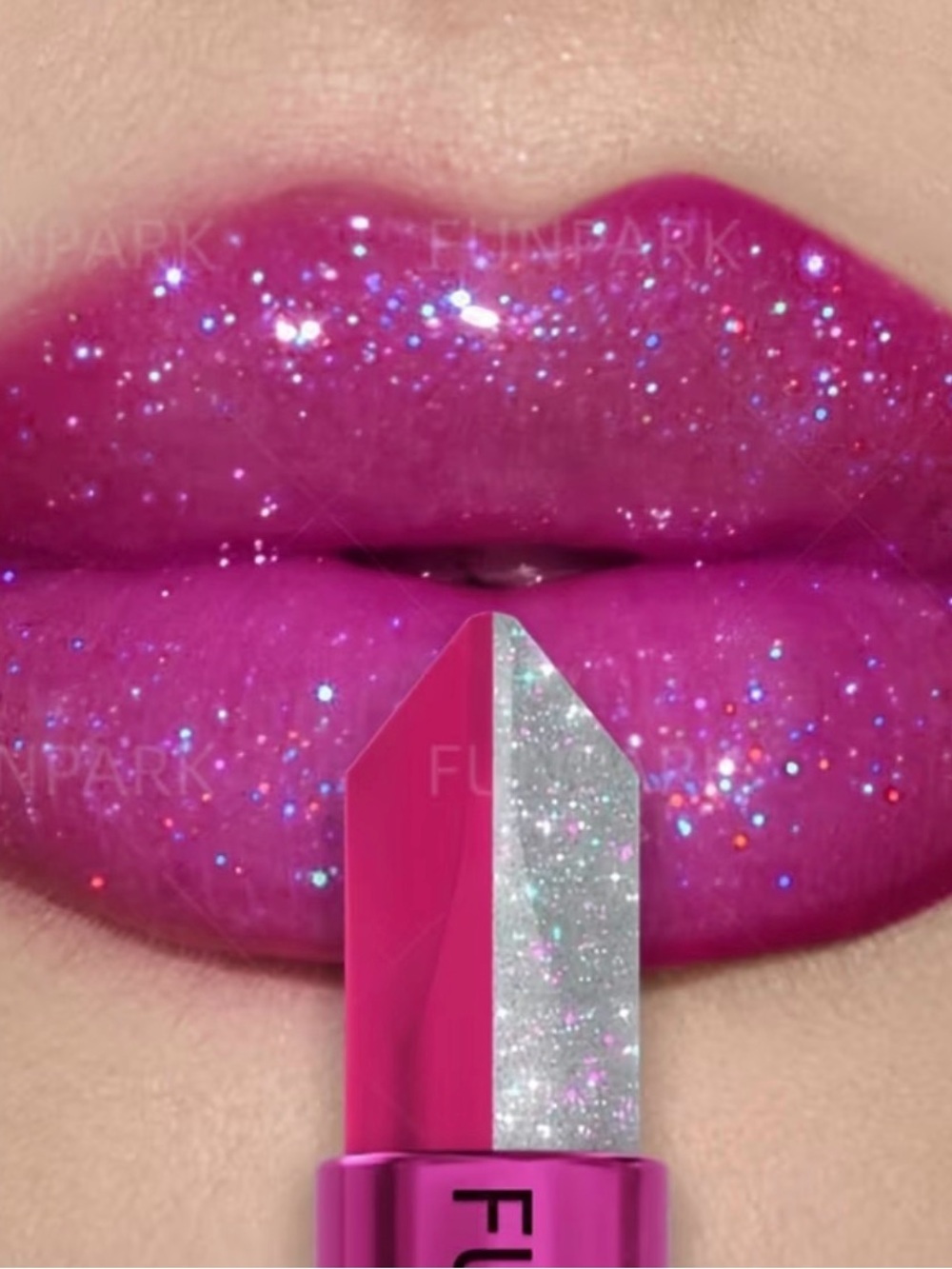 Sparkling Fuchsia Lipstick - Glitter Pink Shine